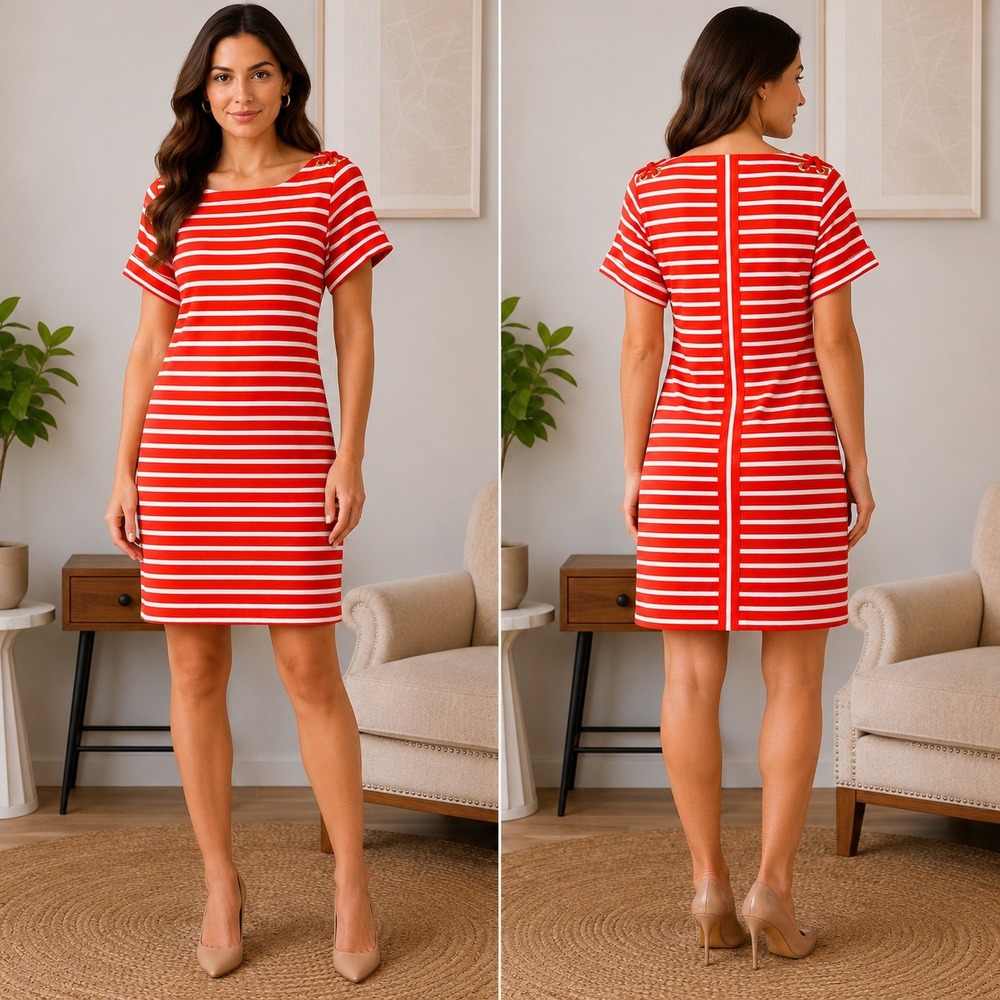 Tommy Bahama Shirt‎ Dress Size Small Jovanna Stripe Short Sleeve Coastal Resort